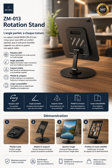 Support rotatif 360° pour smartphone ou tablette