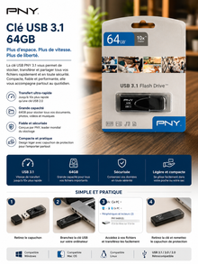 Clé USB PNY 32GB/64GB/128GB USB 3.1