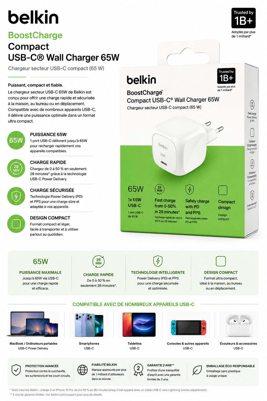 Belkin BoostCharge Compact USB-C Wall Charger 65W