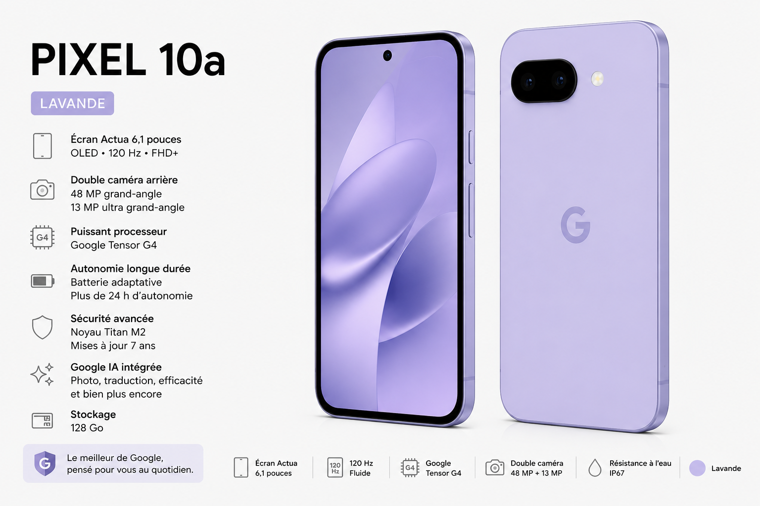 Google Pixel 10a 128go – Lavande