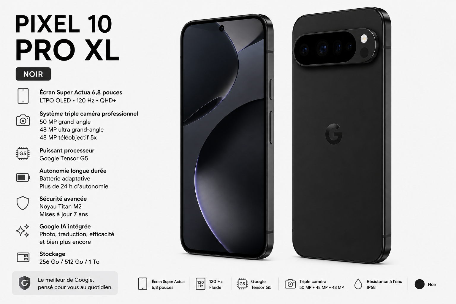 Google Pixel 10 Pro XL 512go – Noir